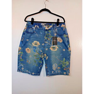 Flamingals High Waisted Floral PrintBermuda Shorts Women Size XL